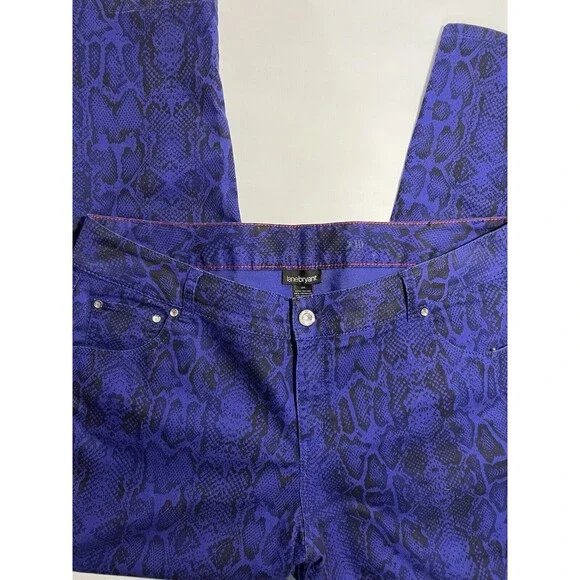 Lane Bryant Jeans Size 20 Leopard Animal Print Stretch Denim Purple - Picture 4 of 10